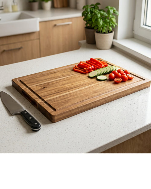 Xovao Acacia Cutting Board 40 x 28 cm with Juice Groove - Lifestyle view